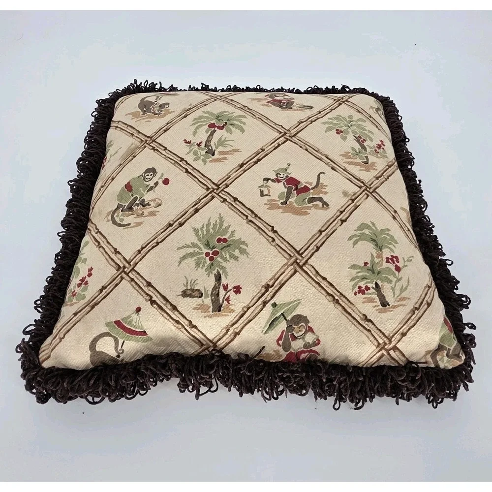 Vintage Asian Chinoiserie‎ Tropical Monkey Throw Pillow 16